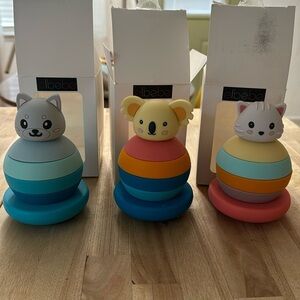 Elbebe Stackable Silicone Animal Toys Infants Bundle of 3
